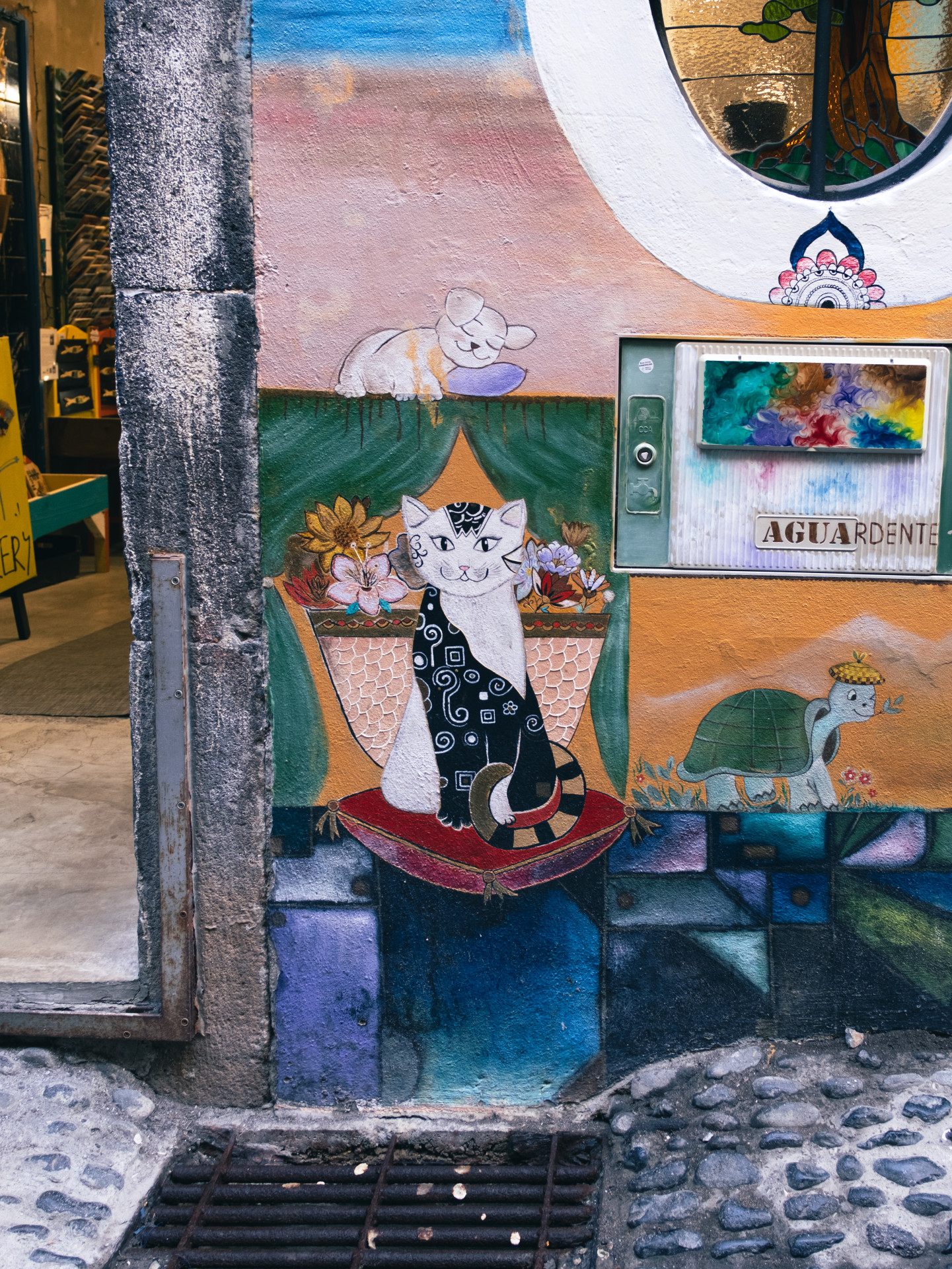 Whimsical Cat Mural in Zona Velha, Funchal