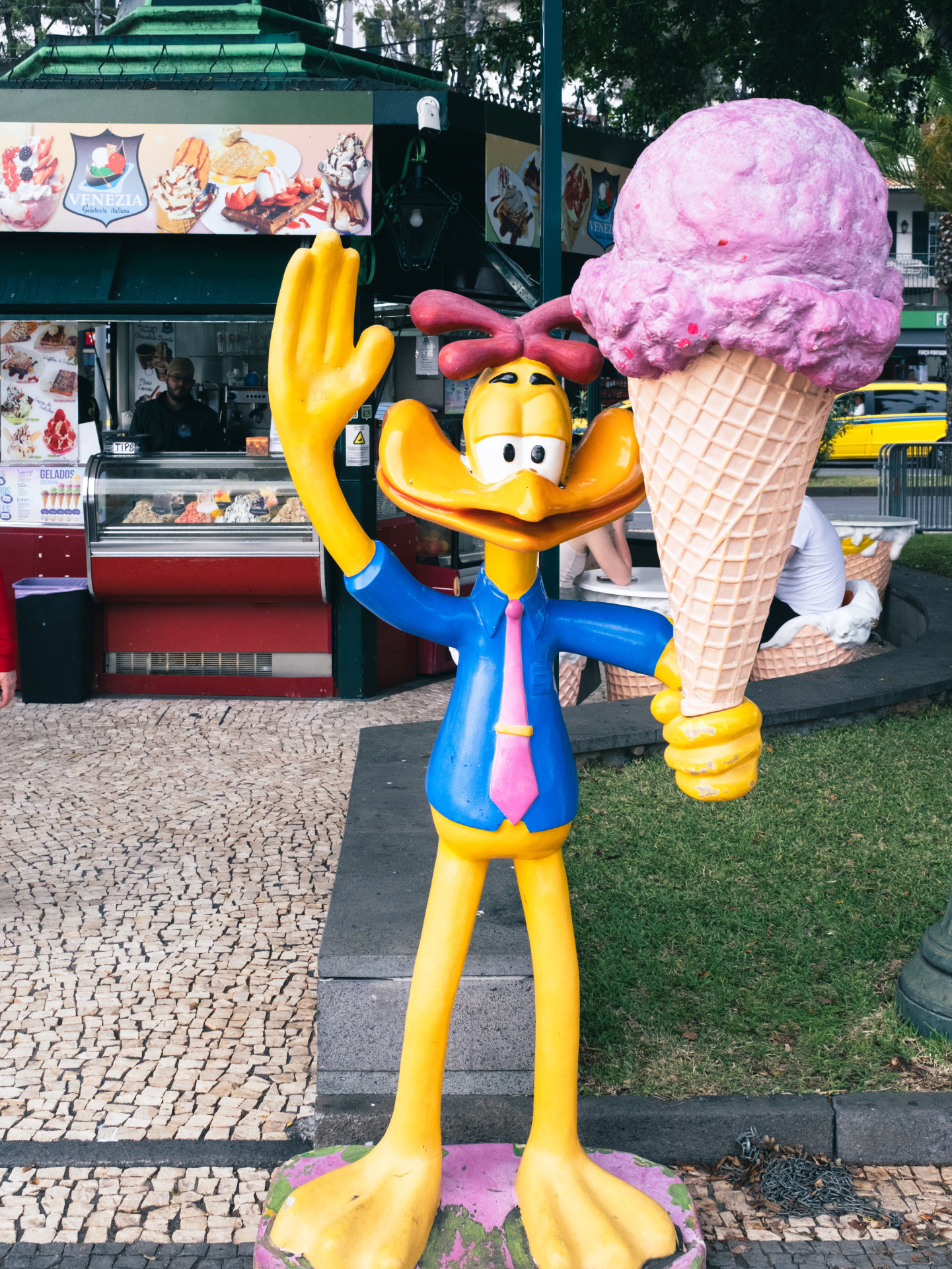 Cartoon Duck Mascot at Gelateria Venezia, Funchal