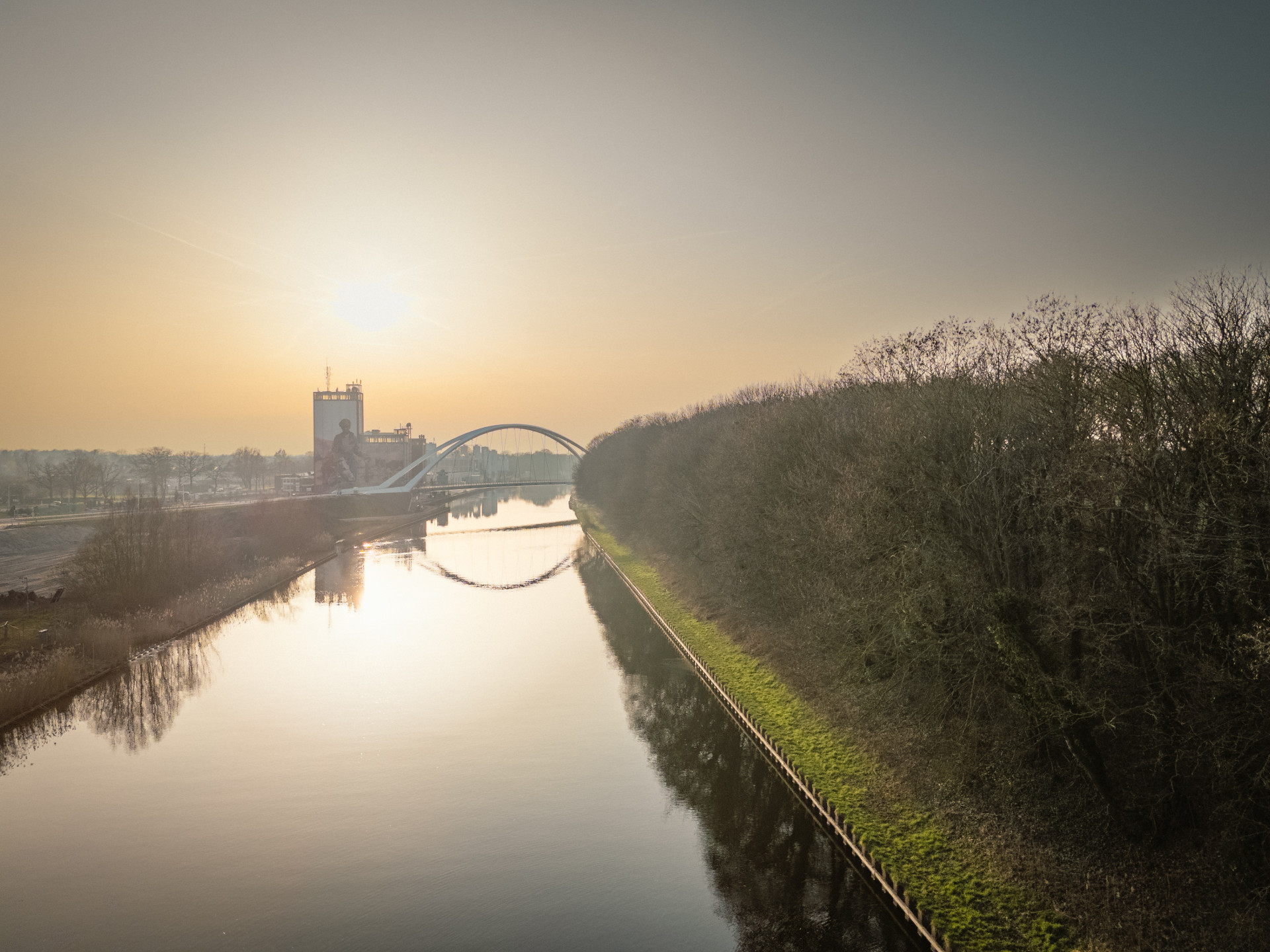 Sunrise over Twentekanaal and Arch Bridge, Lochem