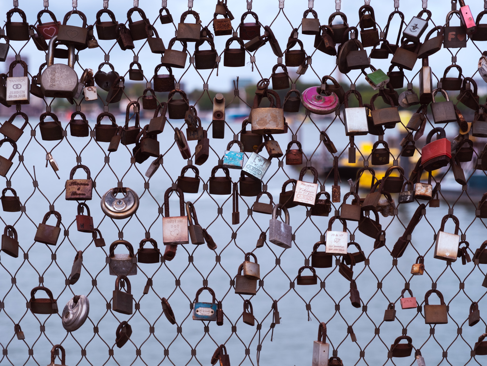 Love Locks on Waterfront Fence