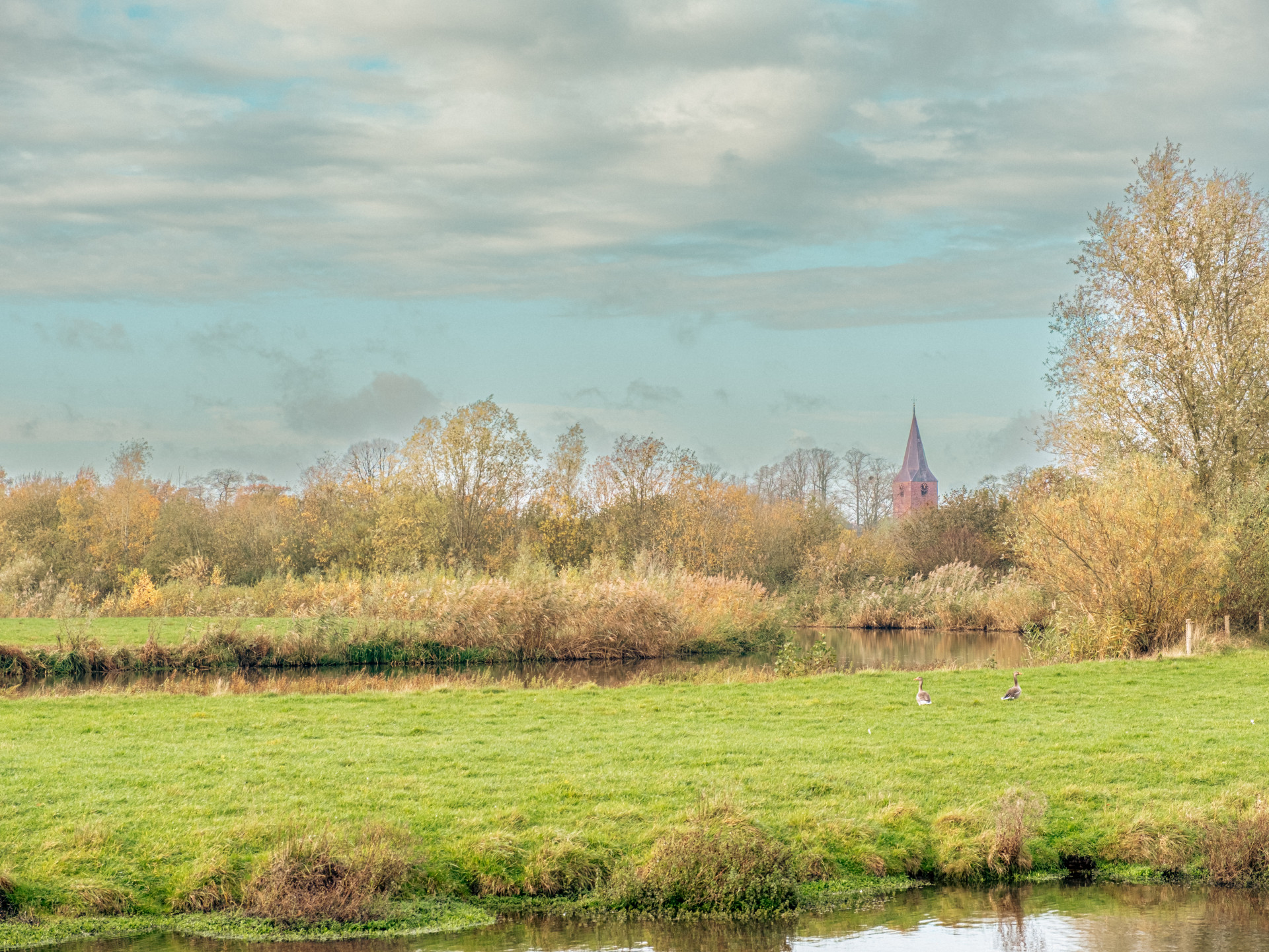 Autumn Countryside with Church Steeple