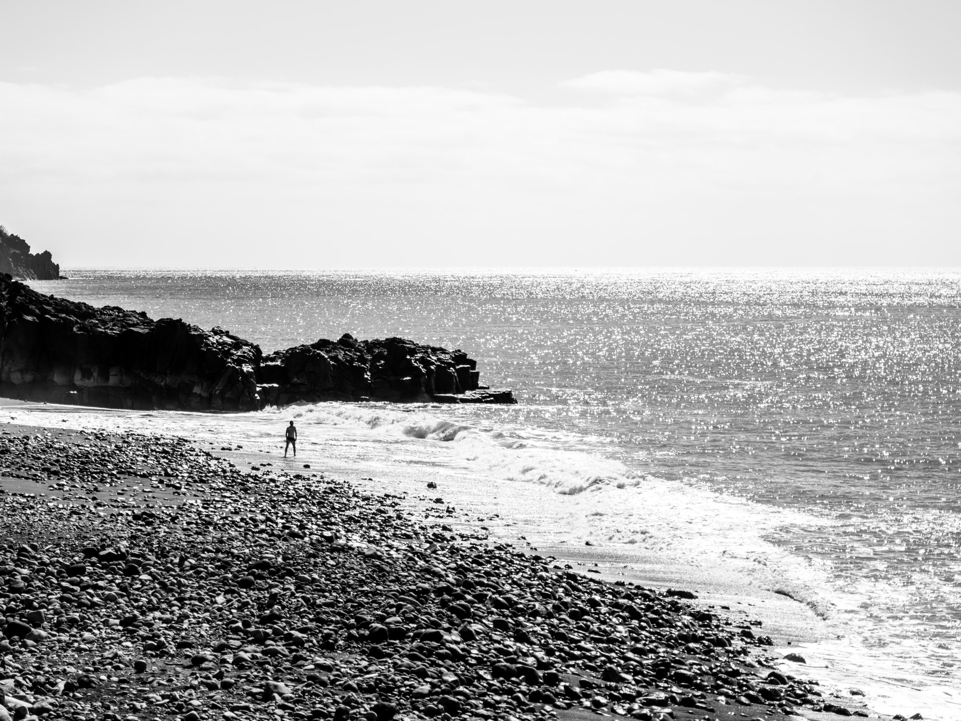 Lone Figure on Praia Formosa, Madeira