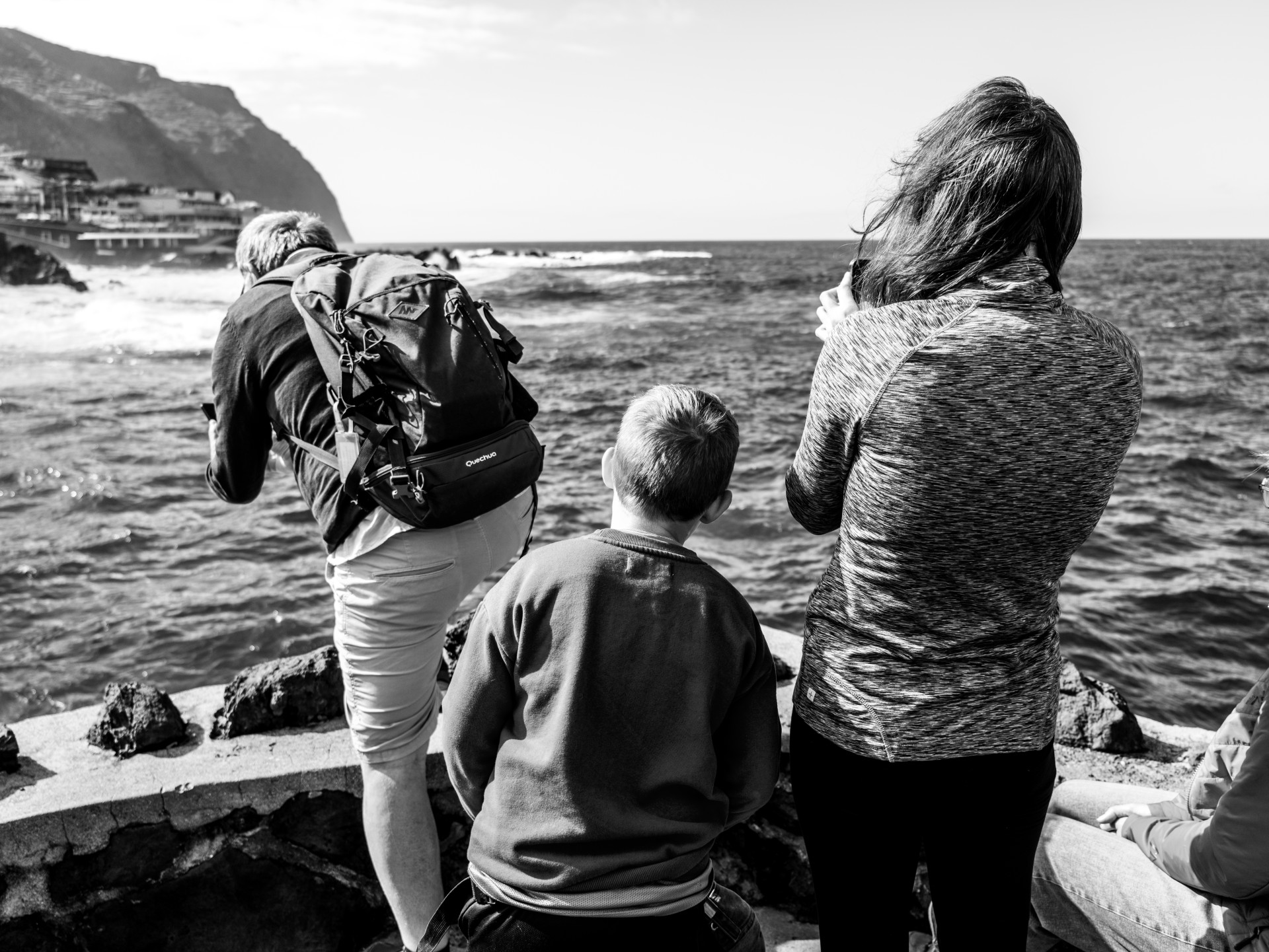 Tourists Overlooking Atlantic at Porto Moniz, Madeira