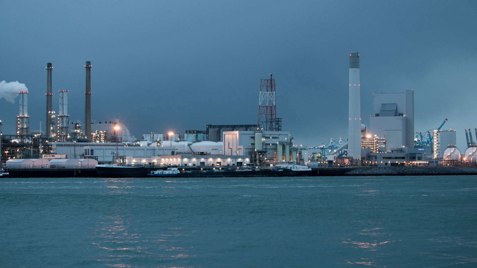 Industrial Skyline of Maasvlakte 2 at Dusk