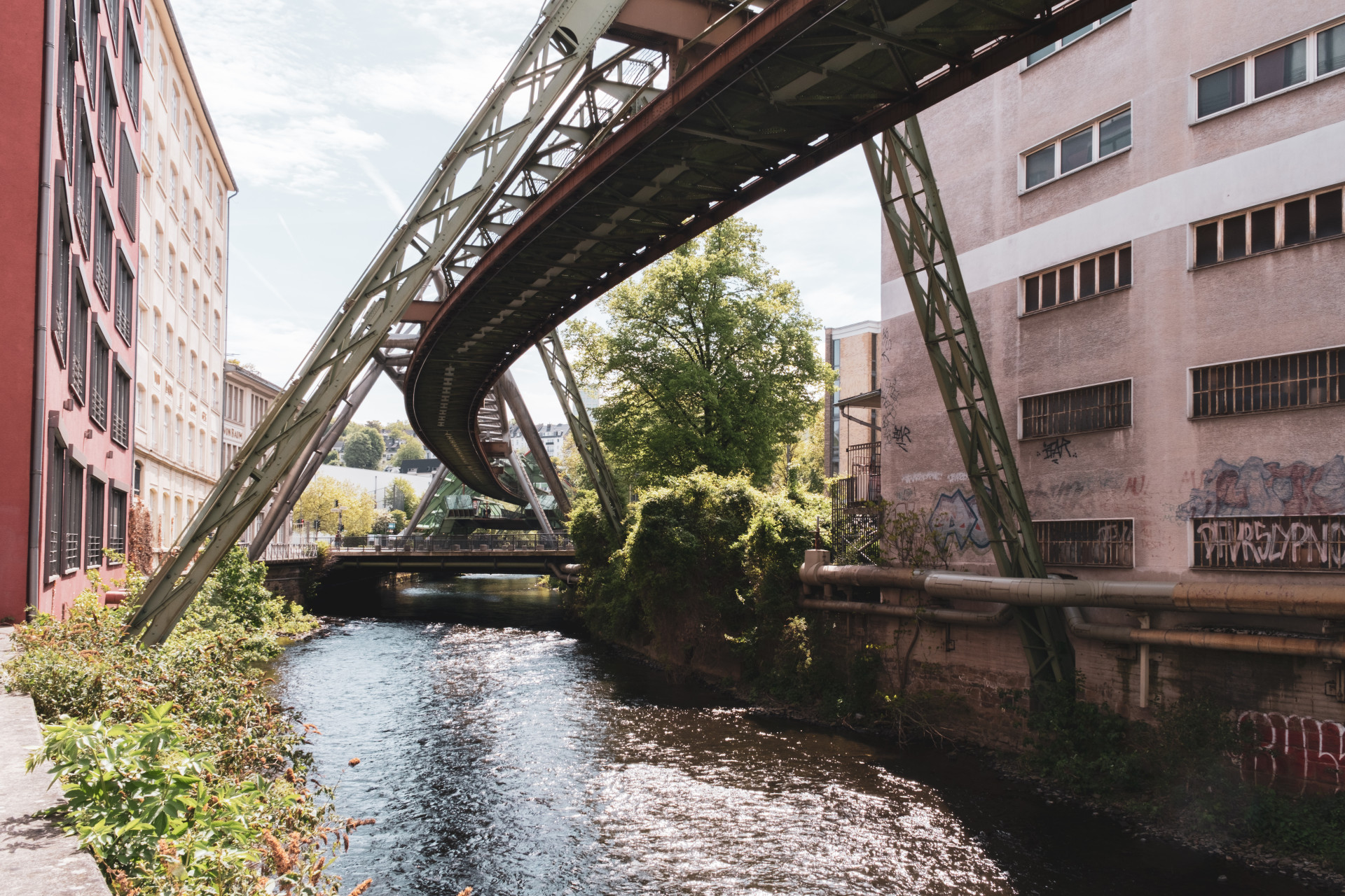 Wuppertal Suspension Railway (Schwebebahn) over Wupper River