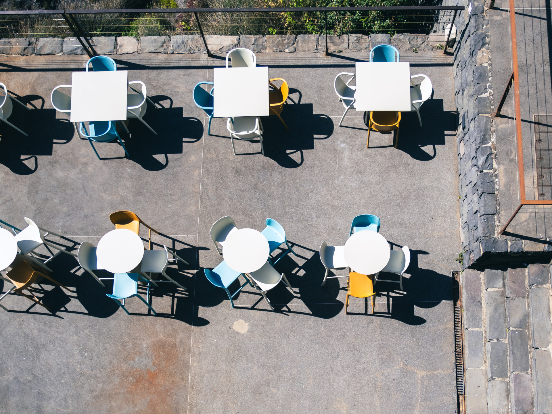 Geometric Shadows on Funchal Cafe Terrace
