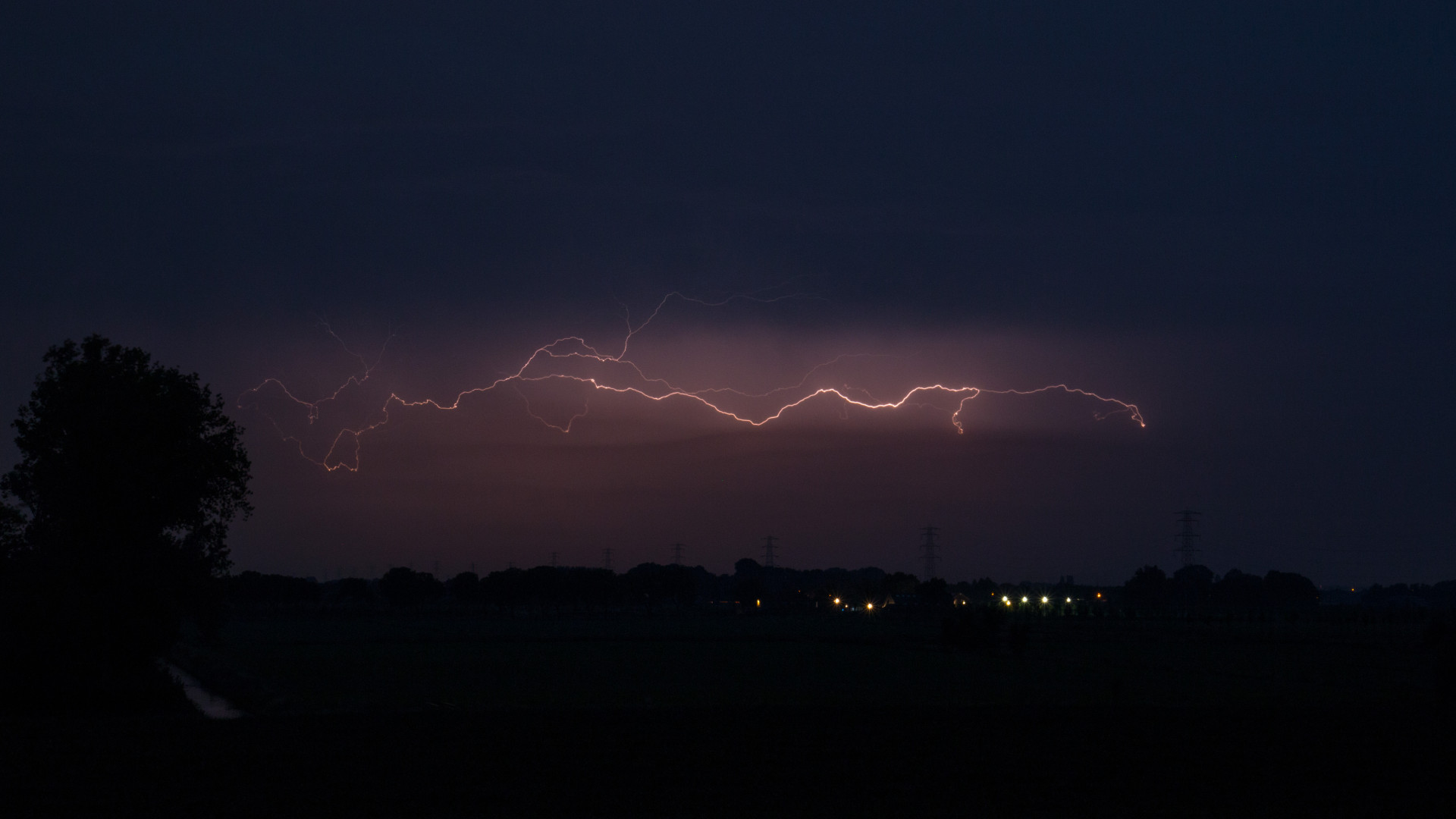 Nighttime Lightning Over the Horizon