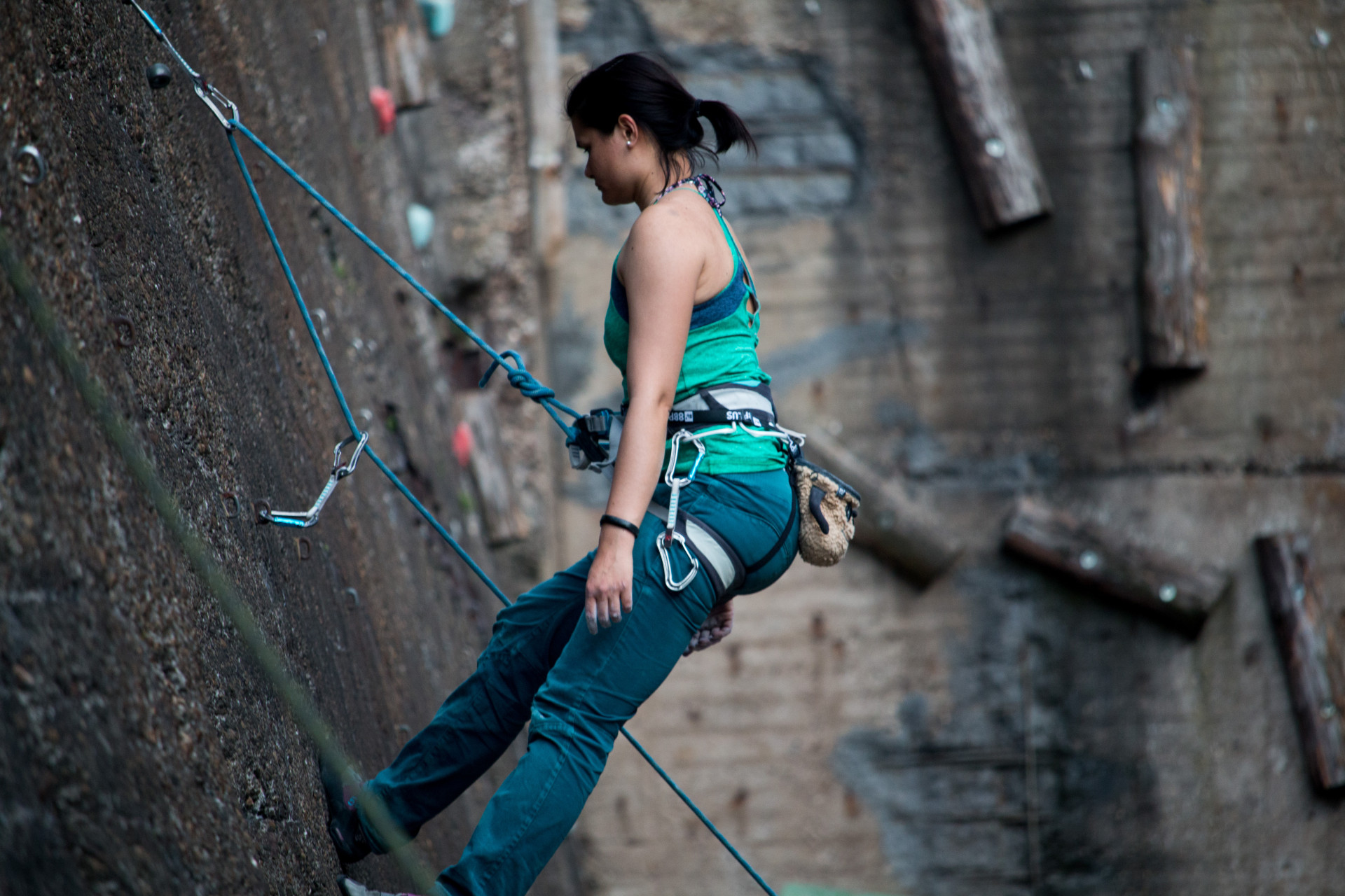 Woman Climbing Indoor Wall
