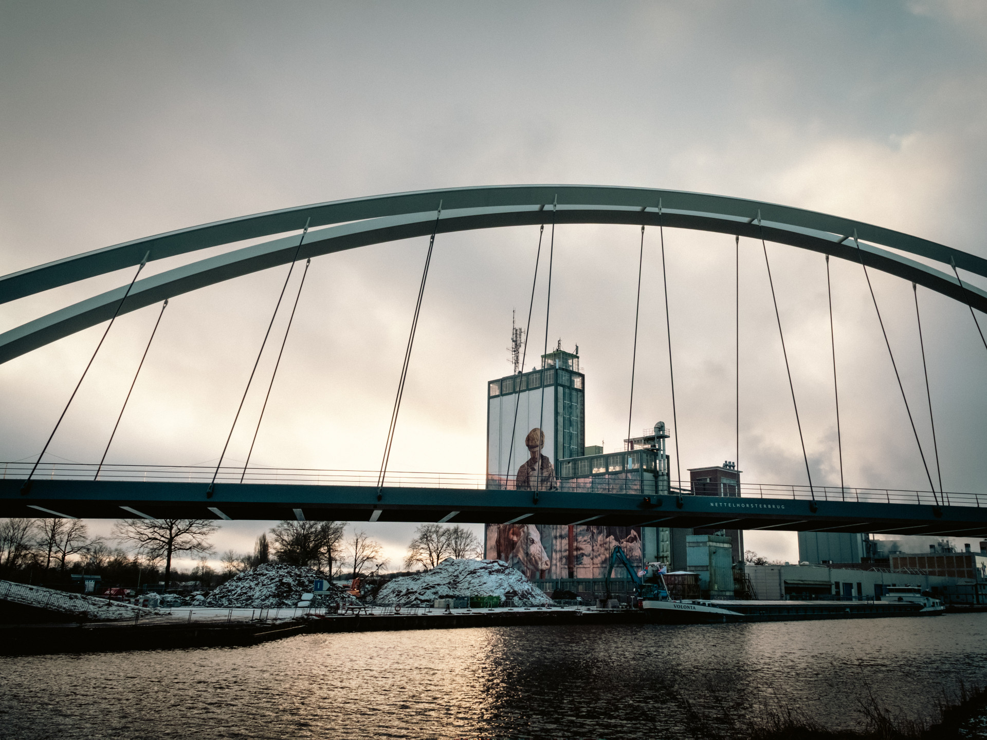 Bridge Over Twente Canal at Dusk