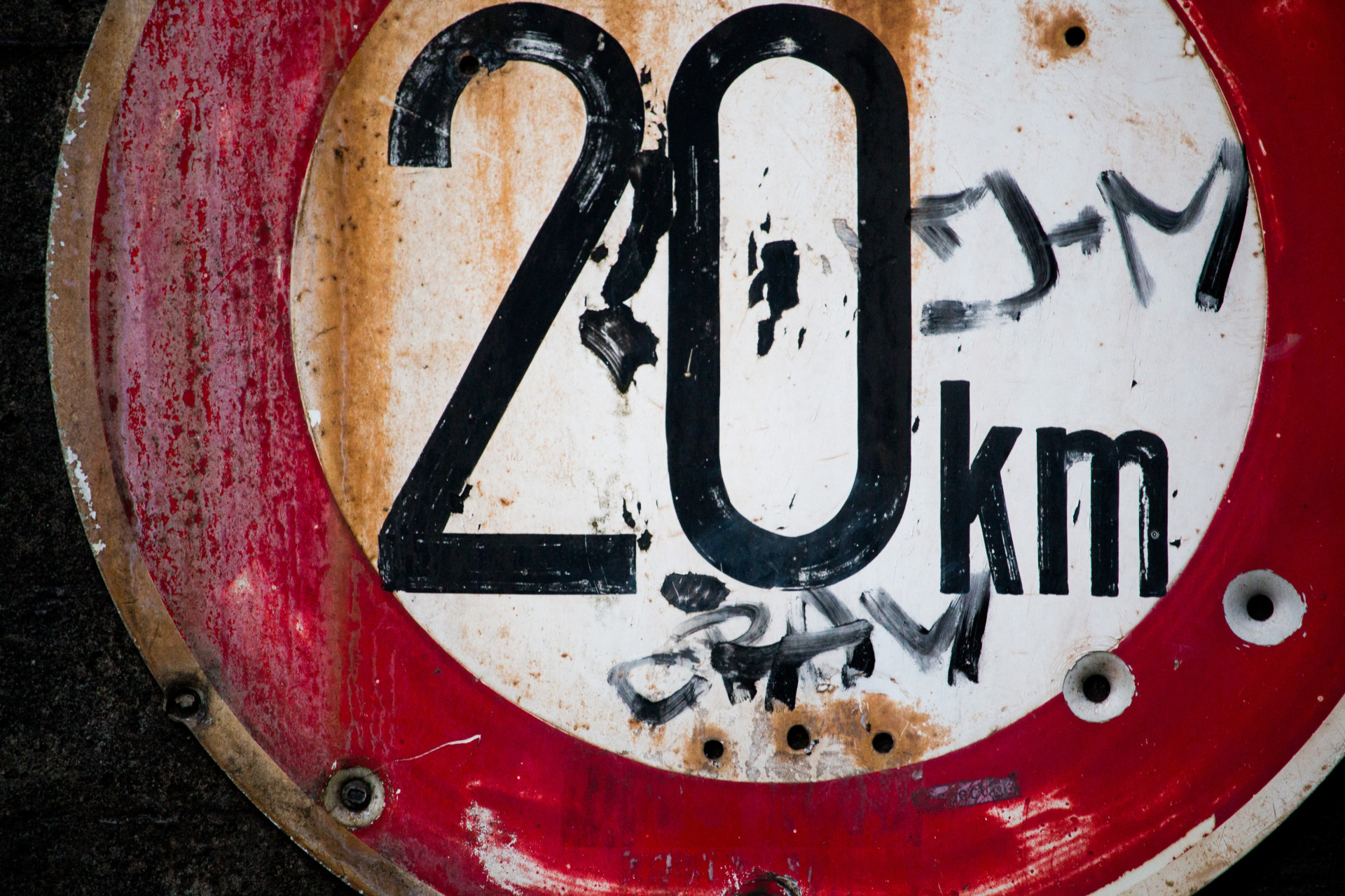 Weathered Speed Limit Sign Close-up