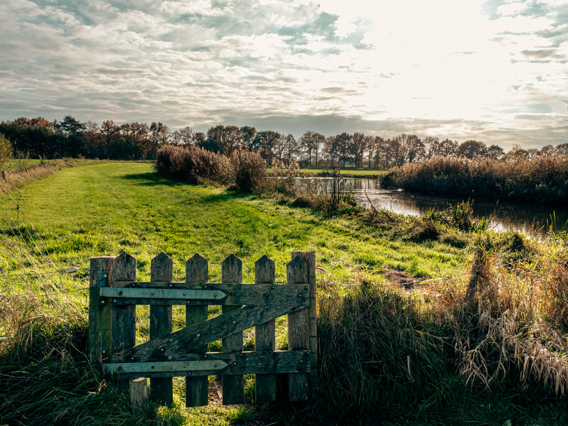 Rustic Gate in Autumn Landscape