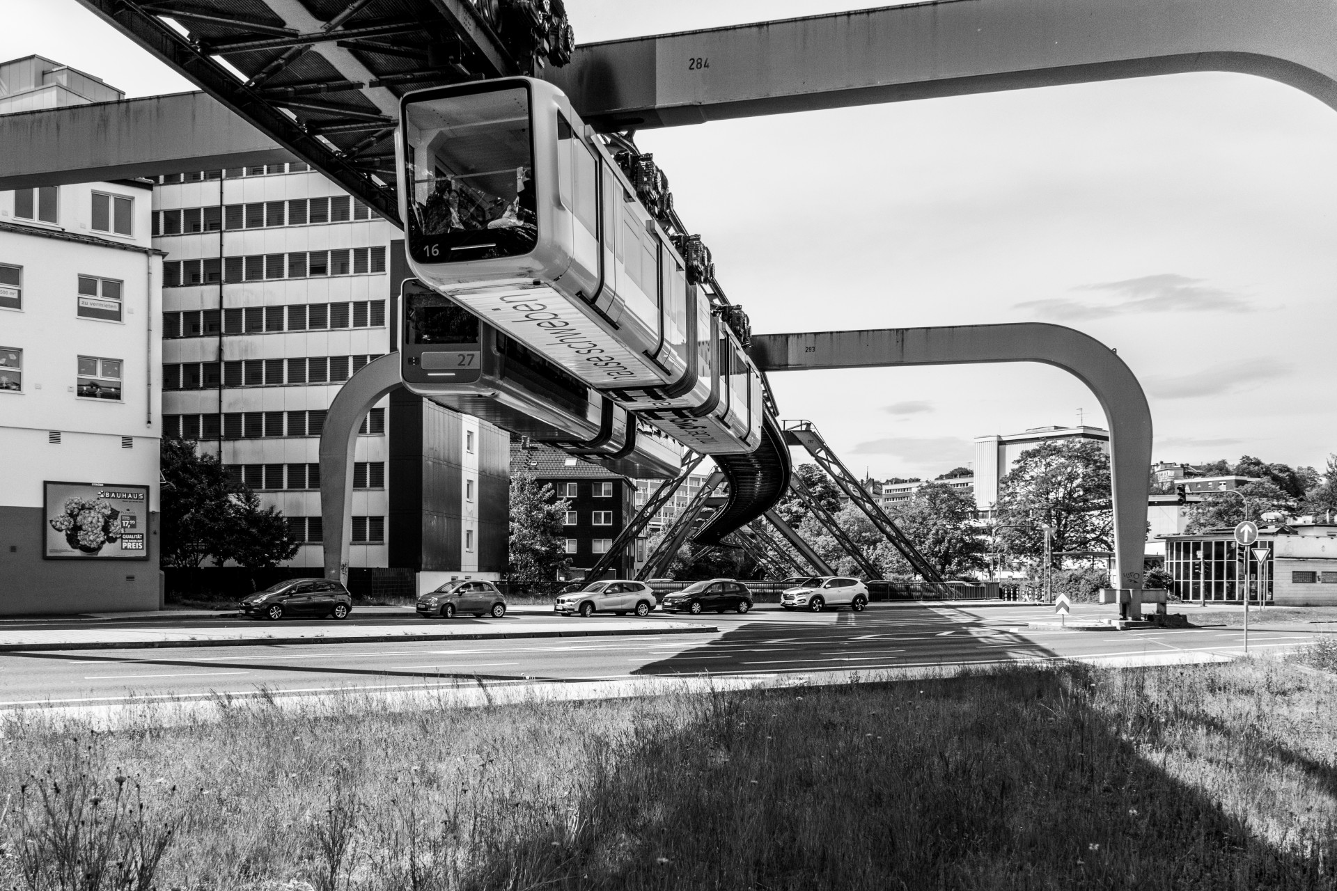 Wuppertal Suspension Railway (Schwebebahn) in B&W