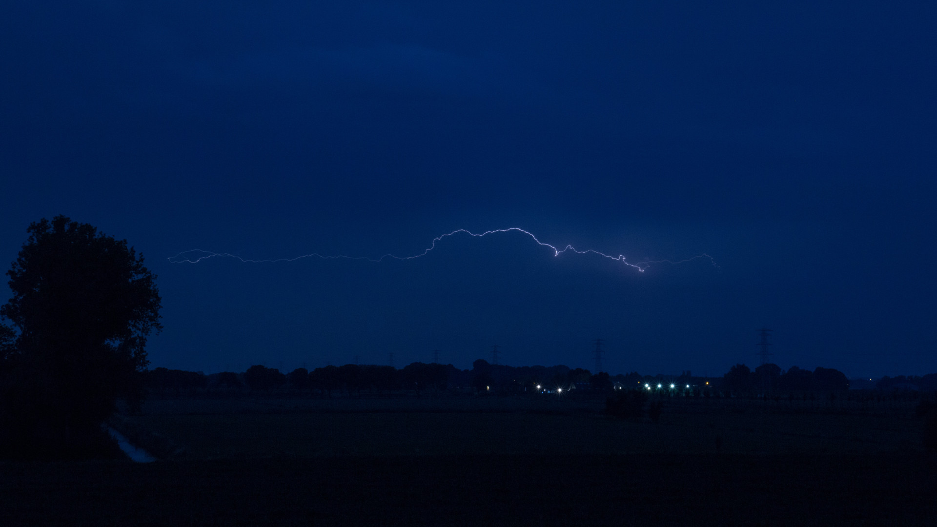 Lightning Across Night Sky